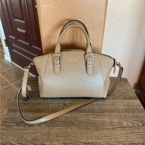 Kate Spade New York Parker Crossbody Saffiano Leather Handbag Taupe/Light Brown